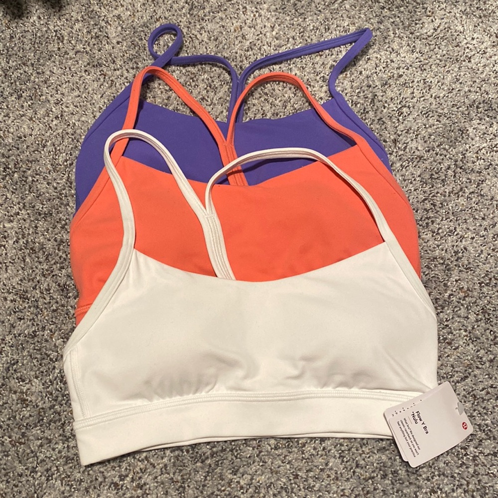 3 lululemon flow-y bras in size 4